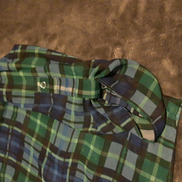 plaid button-up mid-sleeve top - Picture 4 of 6